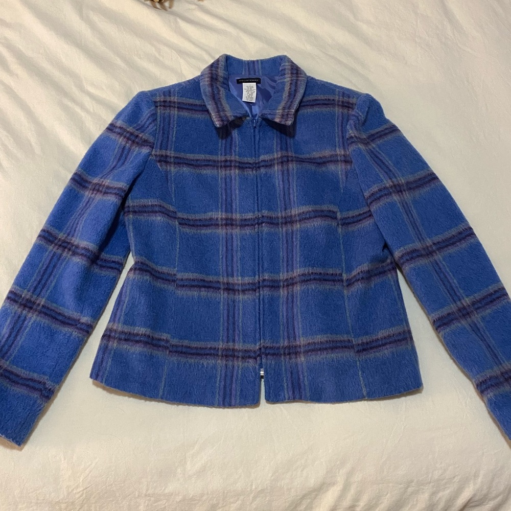Plaid wool blend jacket